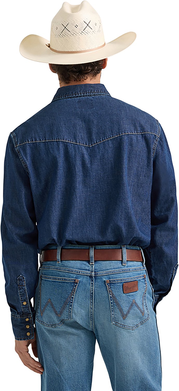 Wrangler Men's Long Sleeve Classic Fit Denim Western Snap Shirt - view number 2
