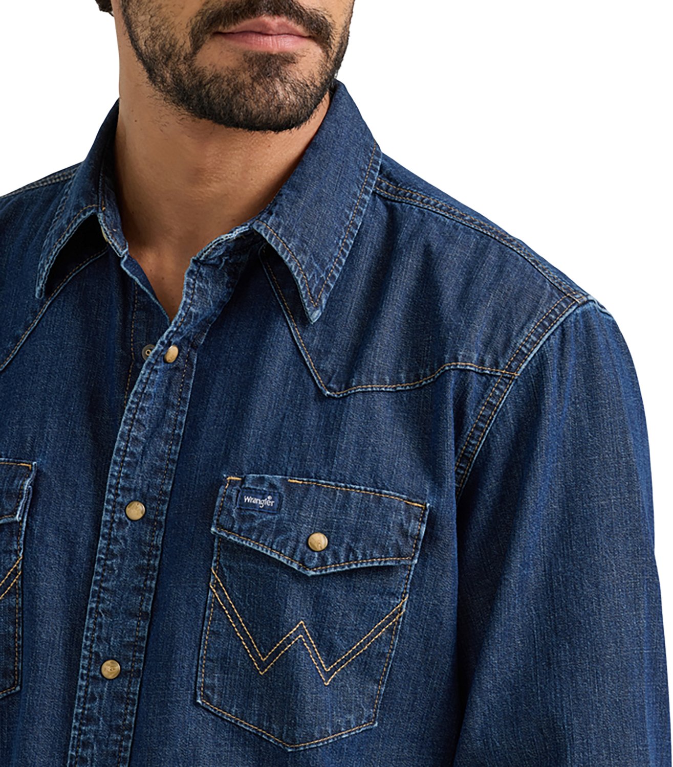 Wrangler Men's Long Sleeve Classic Fit Denim Western Snap Shirt - view number 3