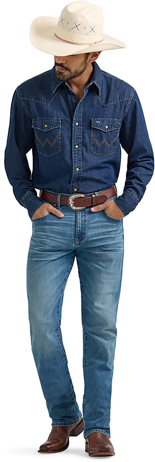 Wrangler Men's Long Sleeve Classic Fit Denim Western Snap Shirt - view number 4