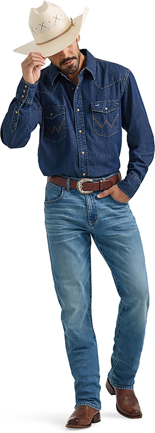Wrangler Men's Long Sleeve Classic Fit Denim Western Snap Shirt - view number 5