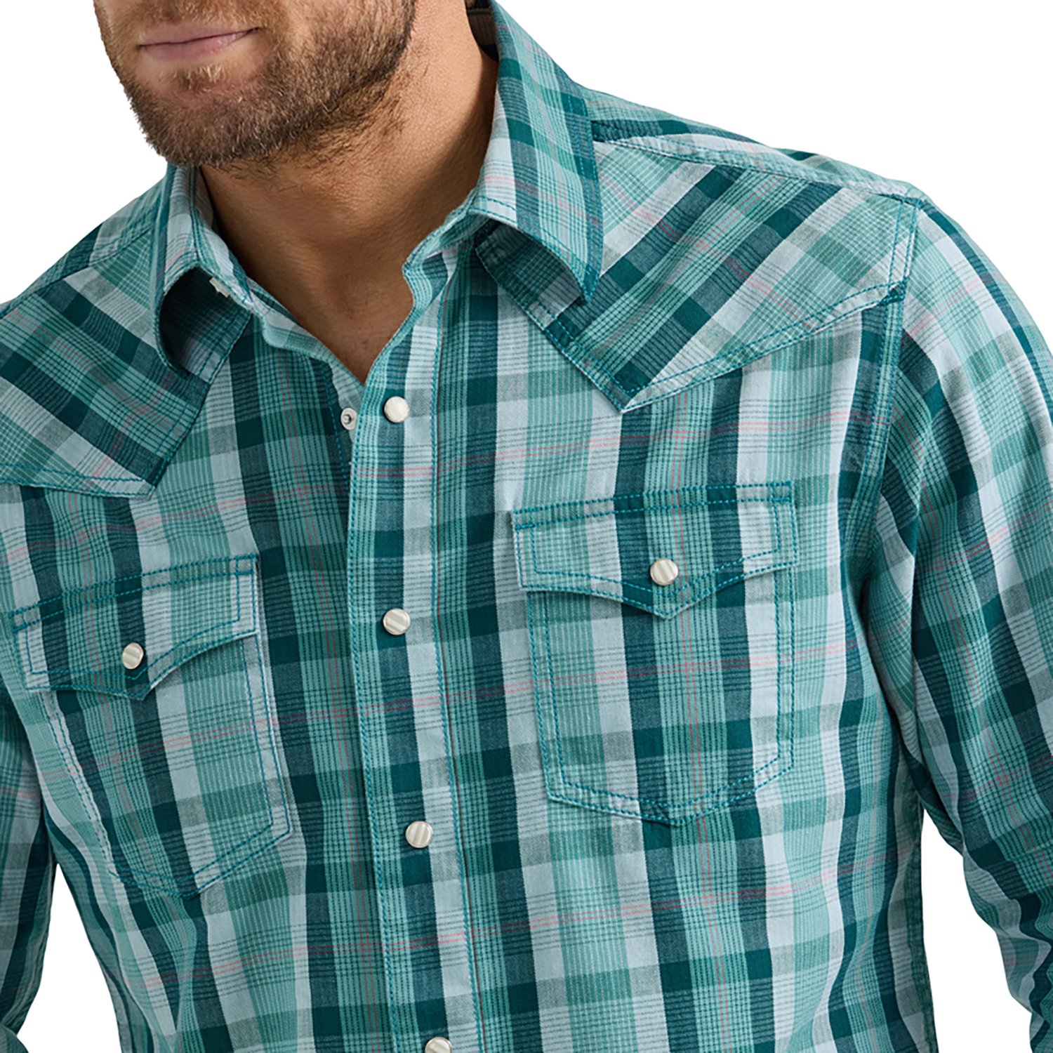 Wrangler Men's Retro® Premium Long Sleeve Modern Fit Western Snap Plaid Shirt - view number 3