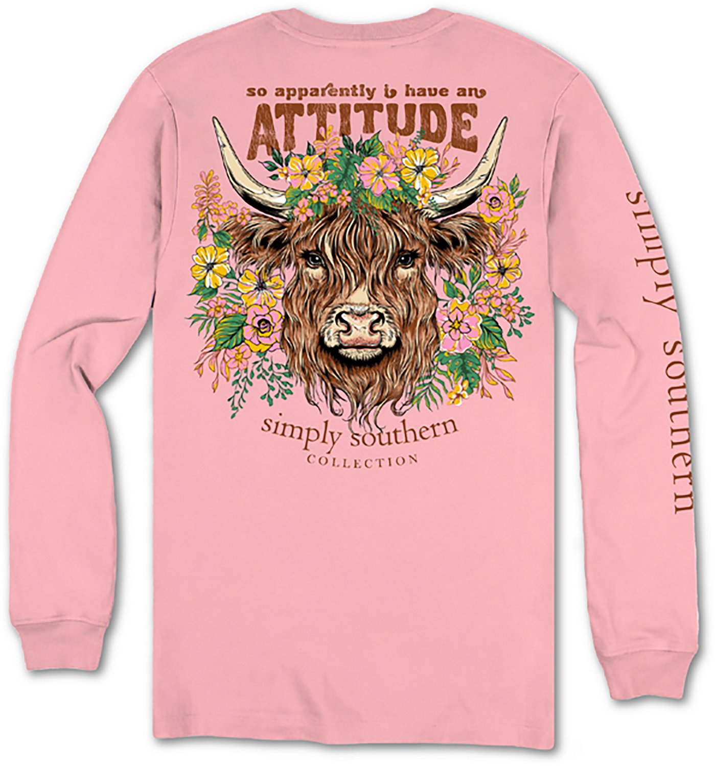 Simply Southern Girls' Cow Attitude Long Sleeve T-shirt - view number 2