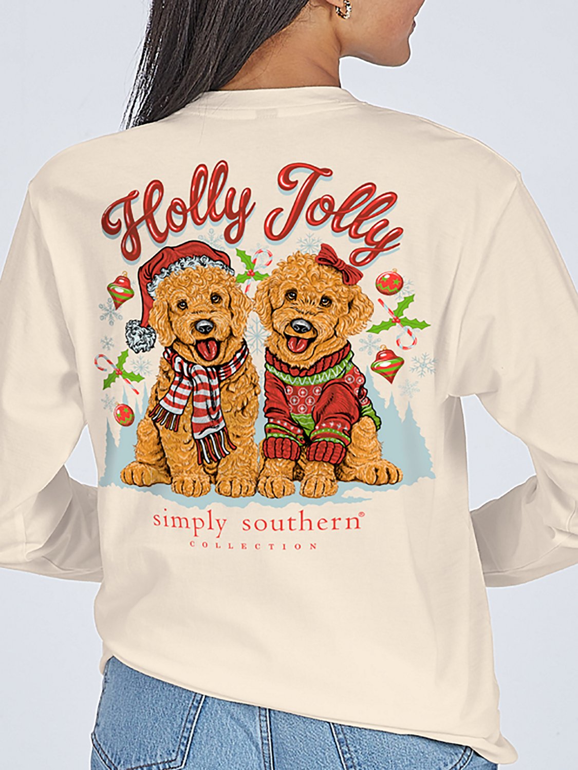 Simply Southern Girls' Holly Jolly Dog Long Sleeve T-shirt - view number 2