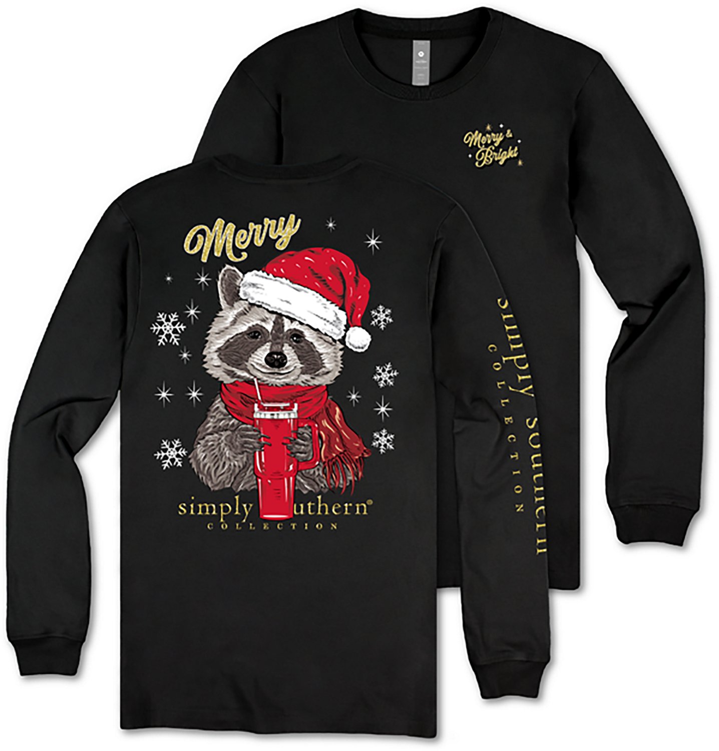 Simply Southern Girls' Merry Raccoon Long Sleeve T-shirt - view number 4