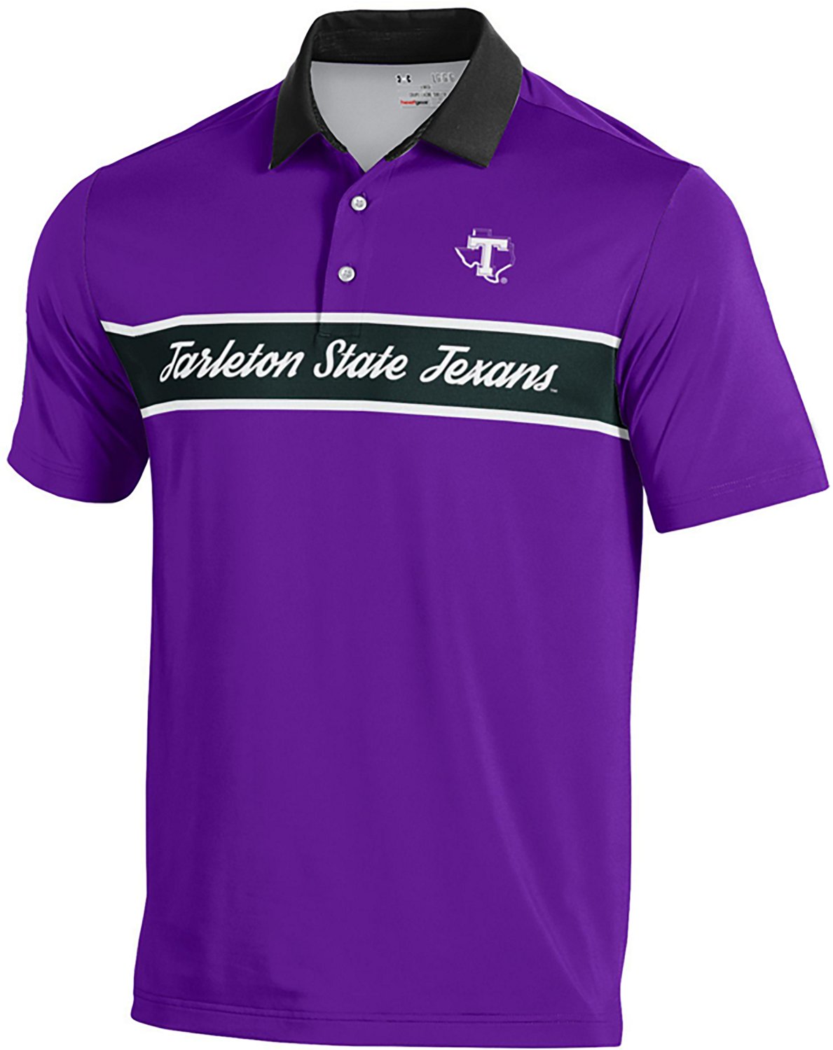 Under Armour Men's Tarleton State University Gameday Armourfuse Logo Stripe Polo Shirt - view number 1