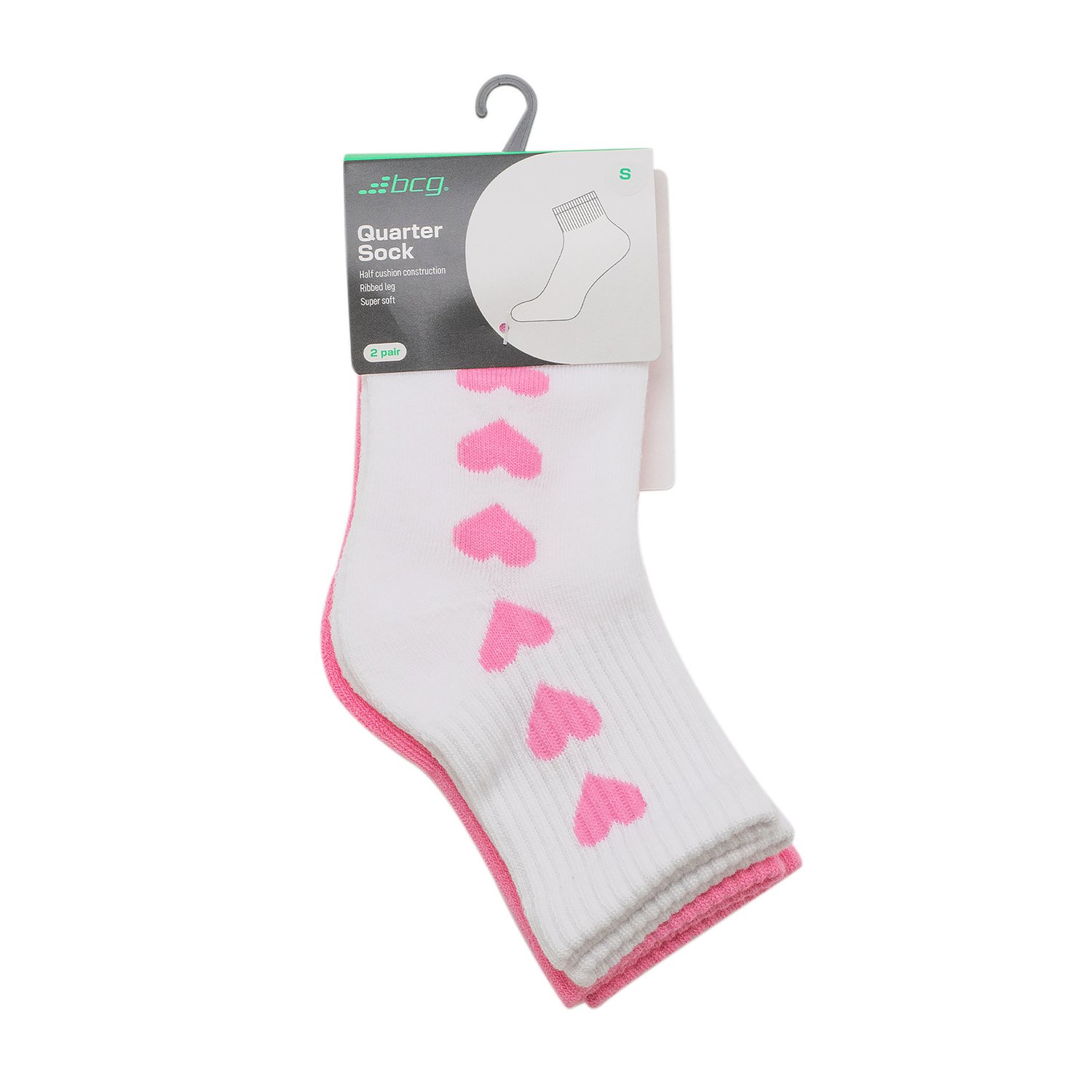 BCG Girls' Heart Line Quarter Length Socks 2 Pack - view number 2