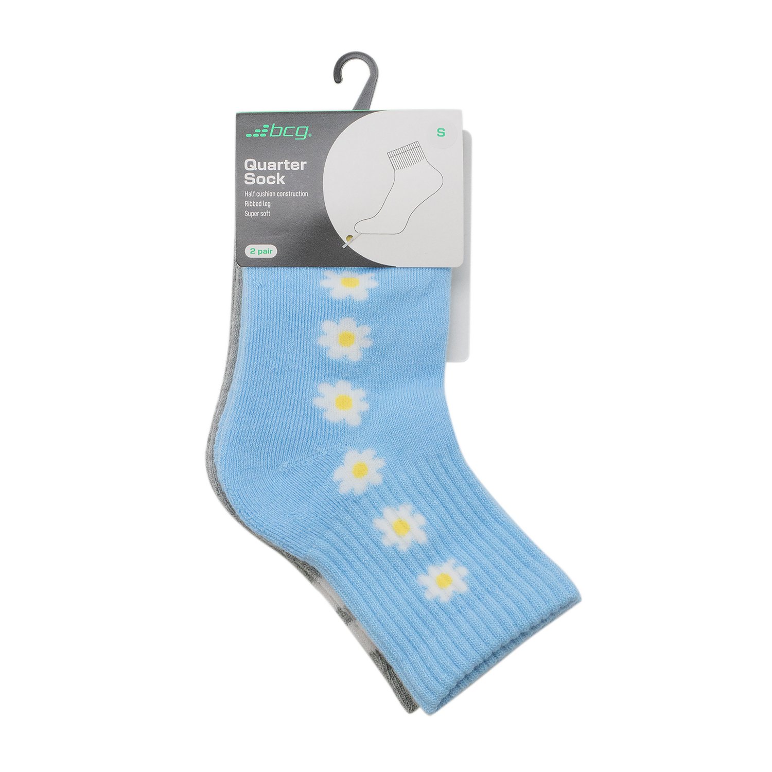 BCG Girls' Daisy Line Quarter Length Socks 2 Pack - view number 2