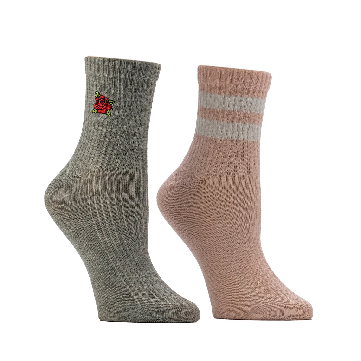 BCG Women's Rose Varsity Quarter Length Socks 2 Pack