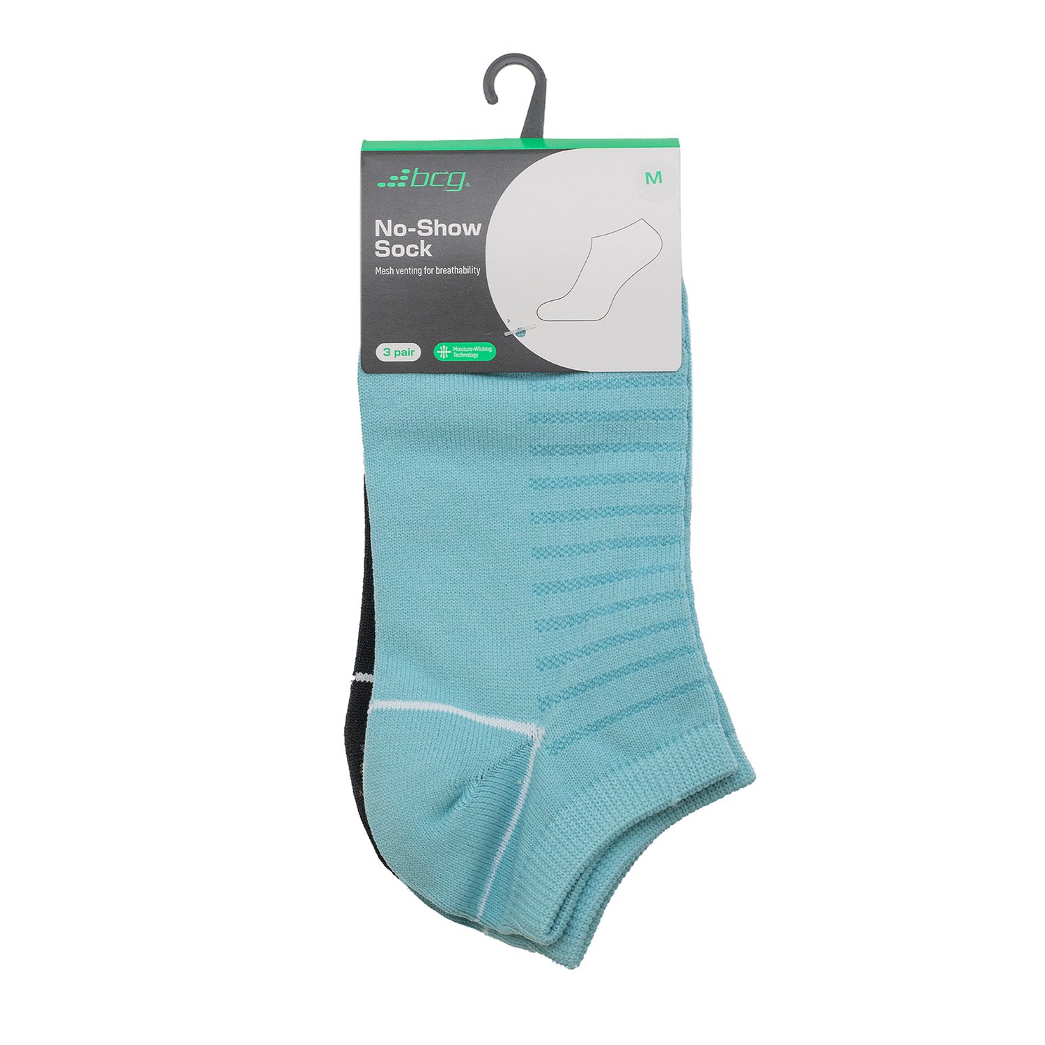 BCG Women's Athletic Mesh Stripes No Show Socks 3 Pack