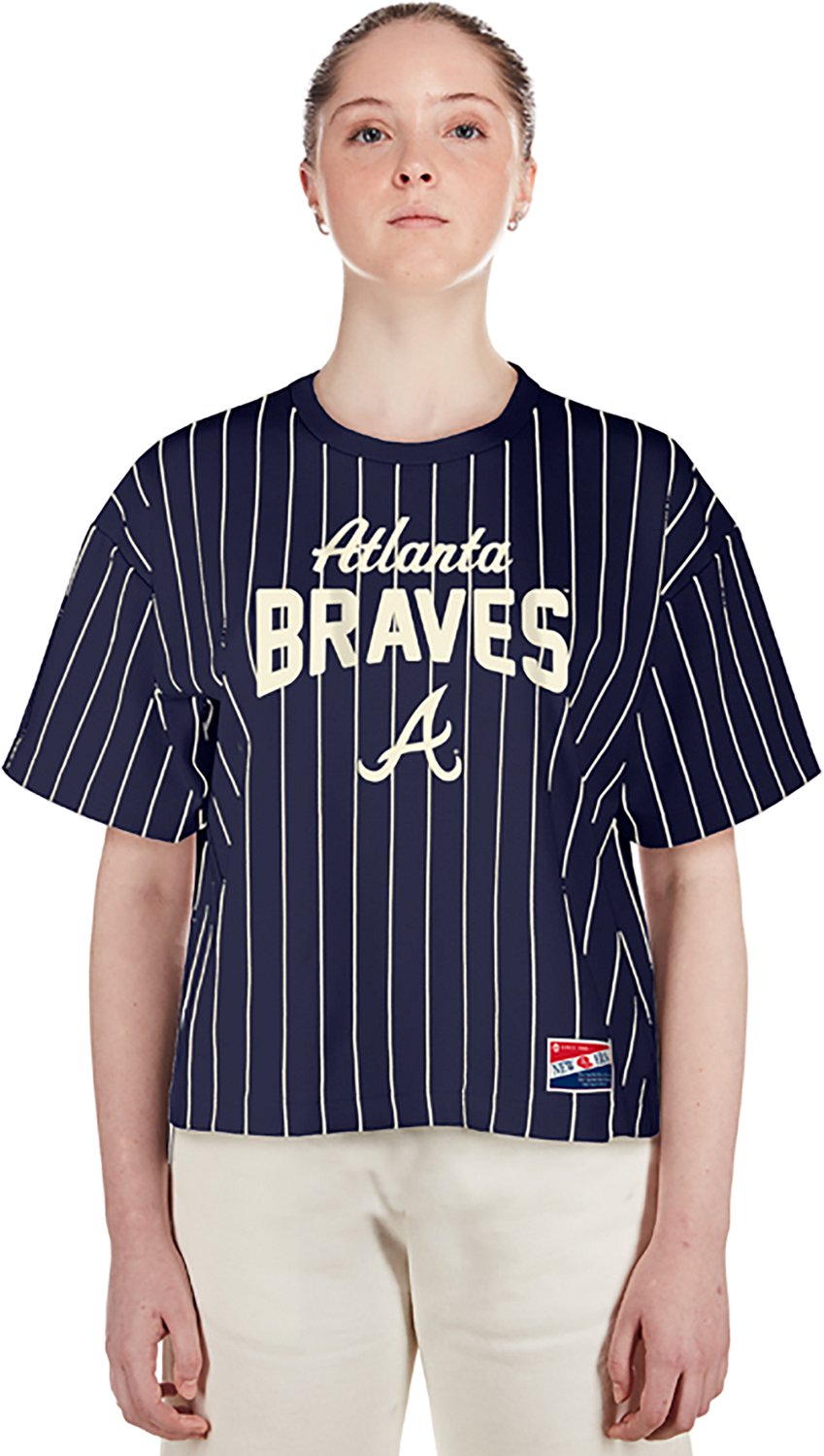New Era Women's Braves Boxy Pinstripe Crewneck Short Sleeve T-Shirt - view number 2
