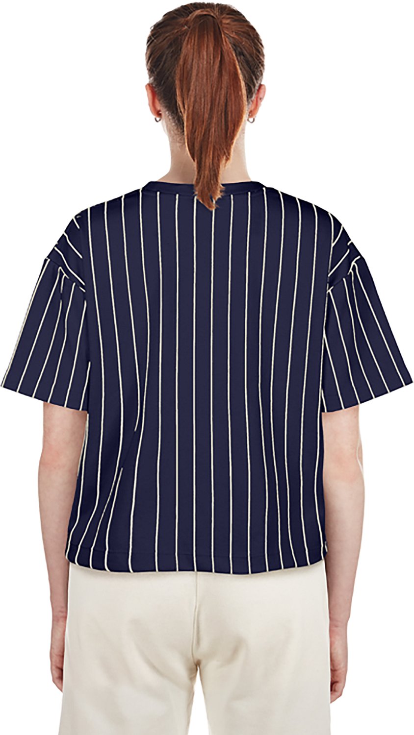 New Era Women's Braves Boxy Pinstripe Crewneck Short Sleeve T-Shirt - view number 4