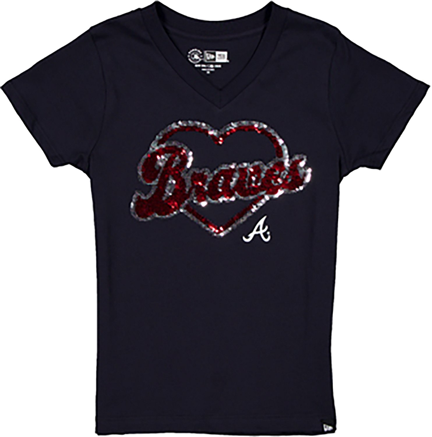 New Era Girls' Atlanta Braves Flip Sequins V-neck T-shirt - view number 2