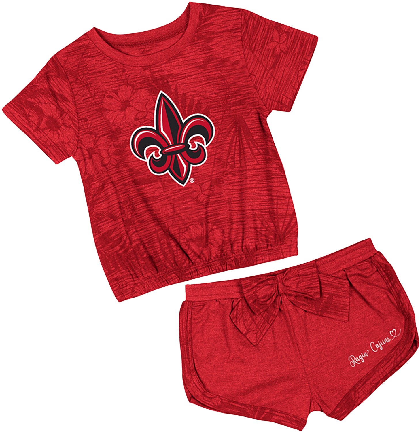 Colosseum Toddlers' Louisiana-Lafayette Fern T-shirt and Bow Short Set