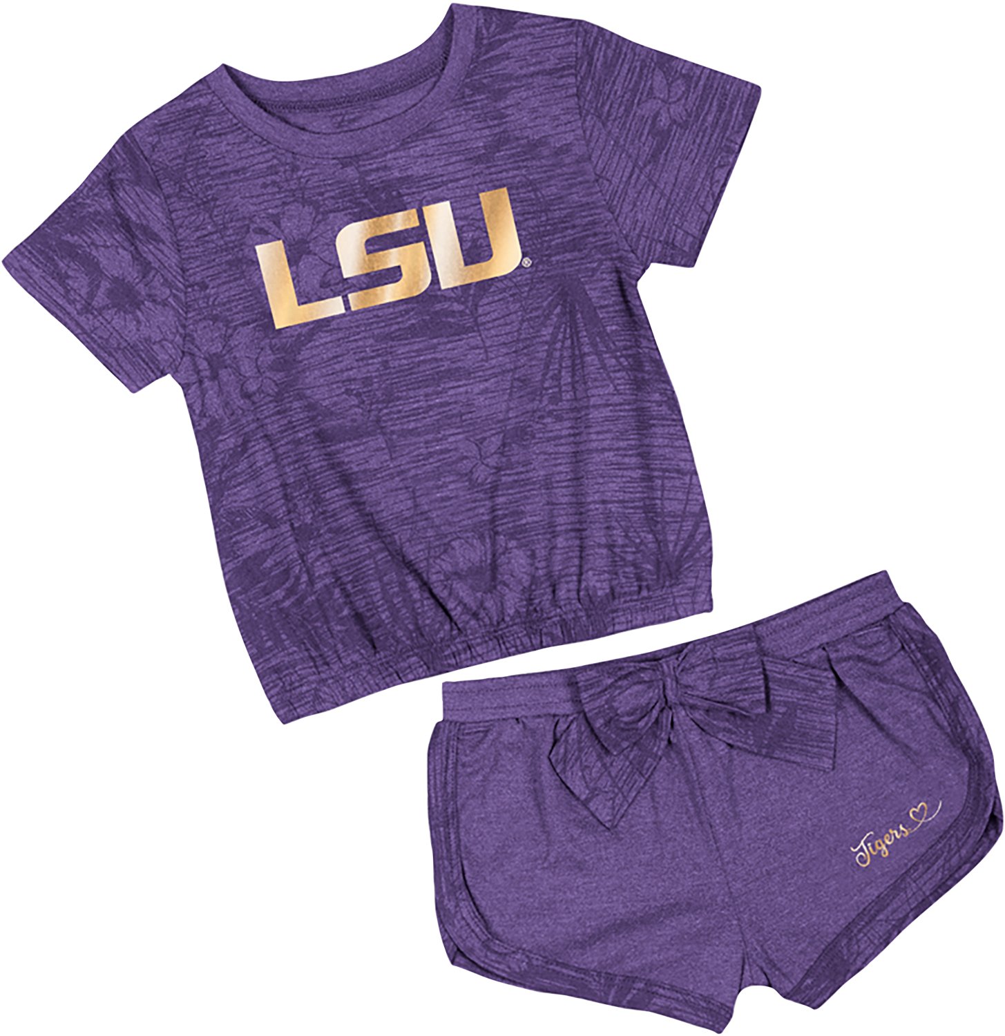 Colosseum Toddlers' LSU Fern T-shirt and Bow Short Set