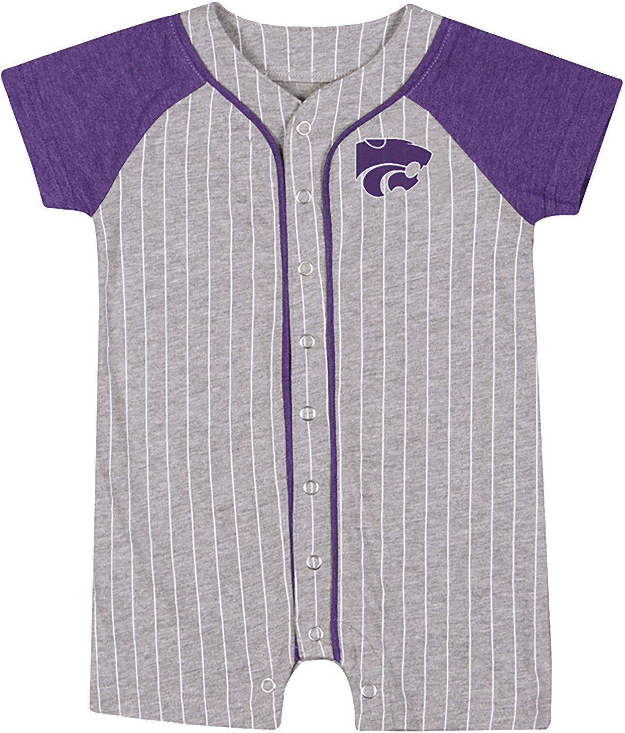 Colosseum Infants' Kansas State University Wildcats Airball Pinstripe Short Sleeve Graphic Romper - view number 1