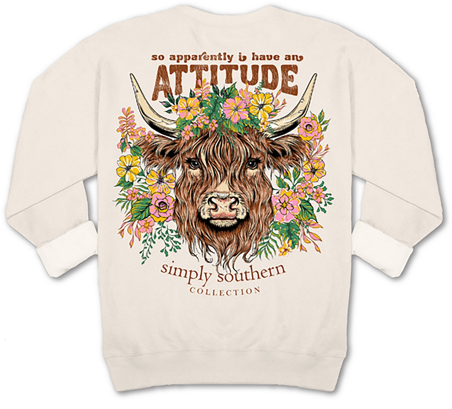 Simply Southern Women's Attitude Cow Fleece Crew Sweater - view number 2