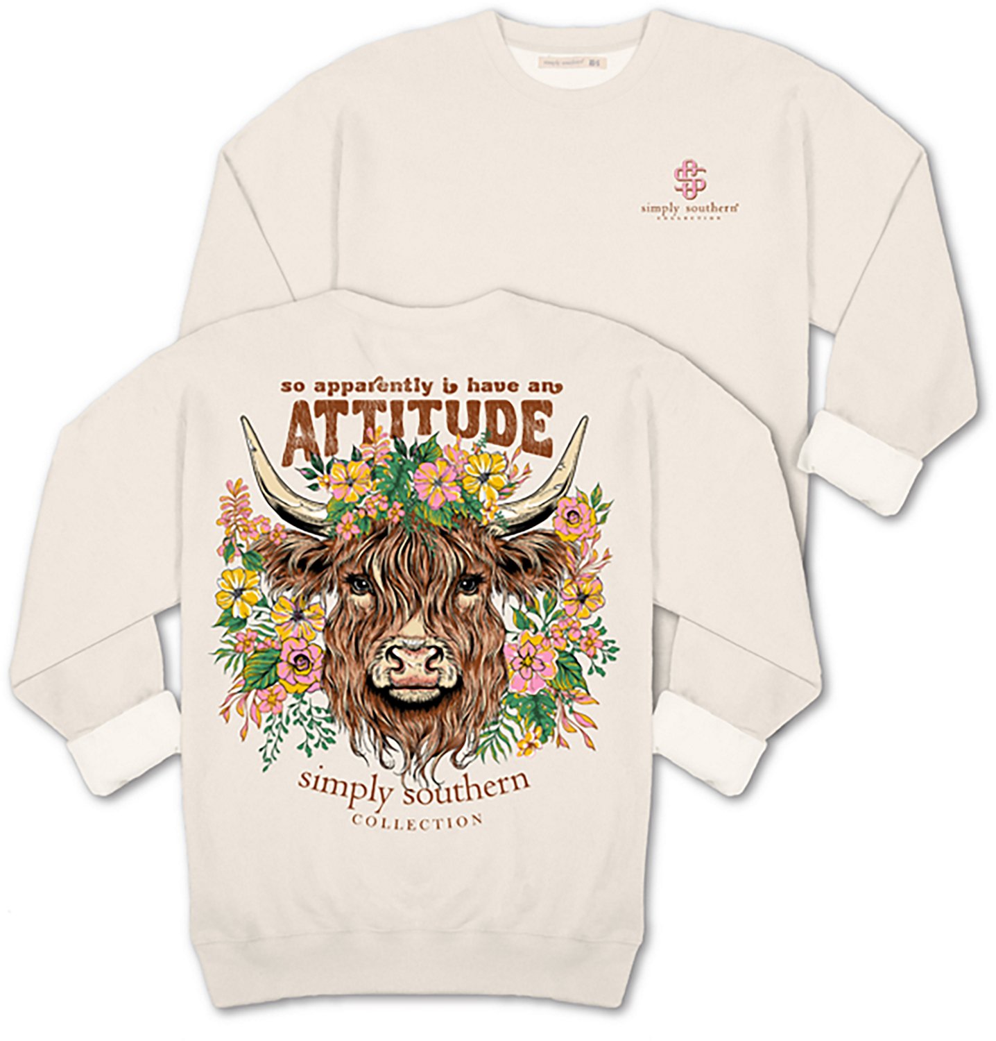 Simply Southern Women's Attitude Cow Fleece Crew Sweater - view number 4
