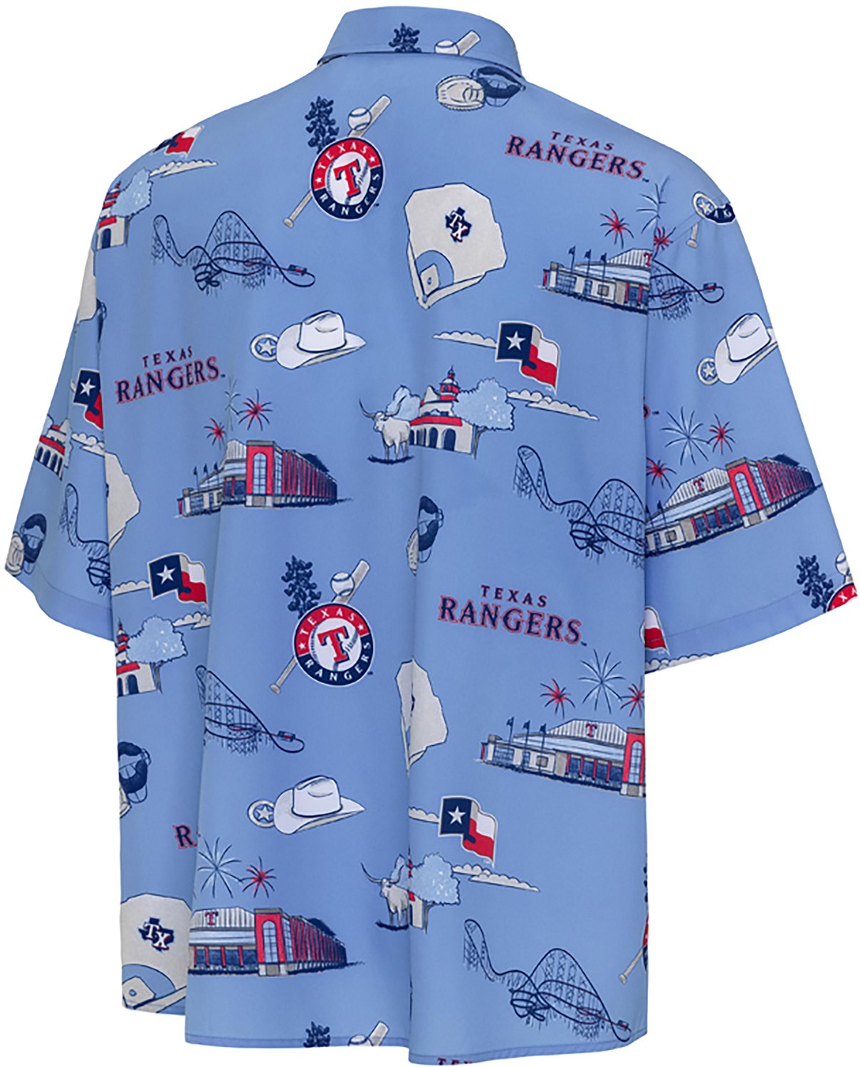 Antigua Men's Texas Rangers Landmark Woven Short Sleeve Fishing Shirt - view number 4