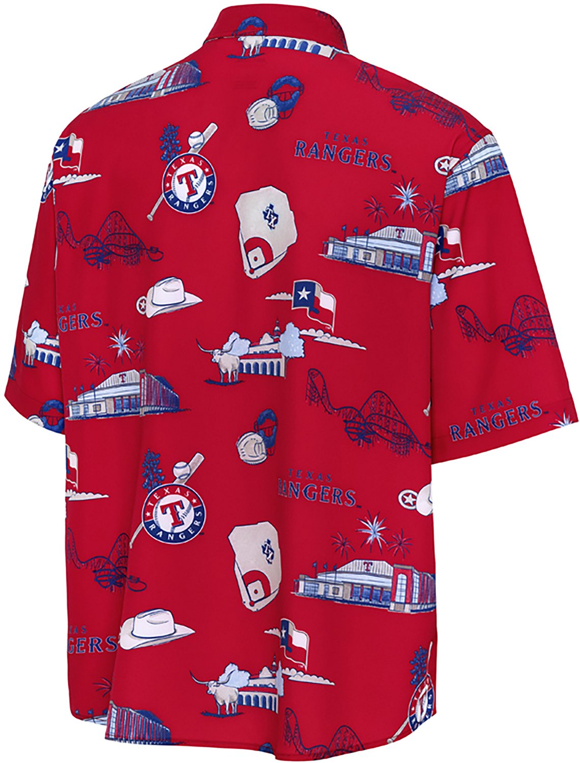 Antigua Men's Texas Rangers Landmark Woven Short Sleeve Fishing Shirt - view number 3