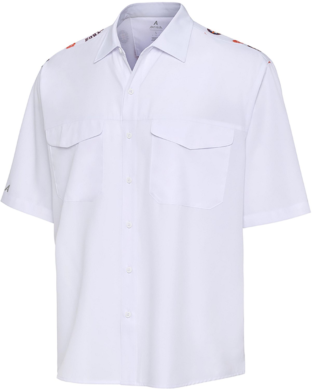 Antigua Men's Houston Astros Scatter Print Woven Short Sleeve Fishing Shirt