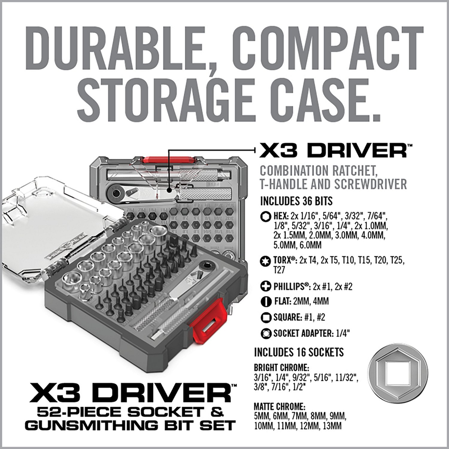Real Avid X3 Driver 52-Piece Socket and Gunsmithing Bit Set