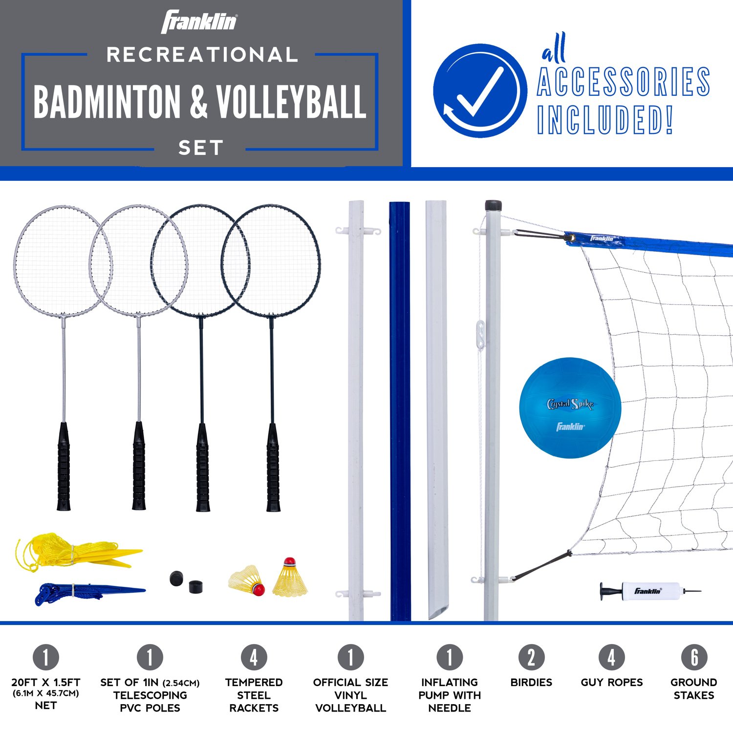 Franklin Sports Recreational Badminton and Volleyball Set                                                                        - view number 2