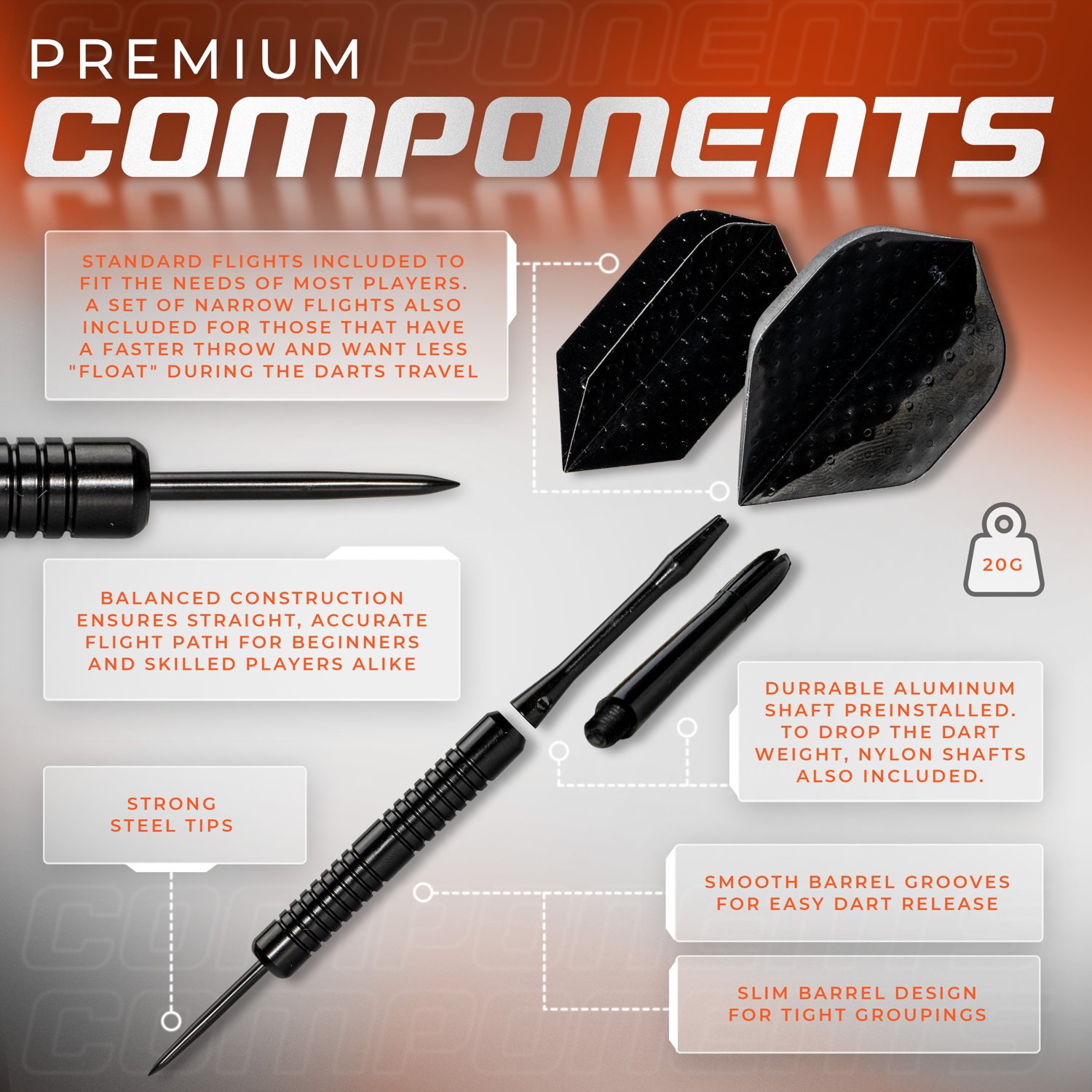 Franklin 20 g Steel-Tip Dart Set - view number 6