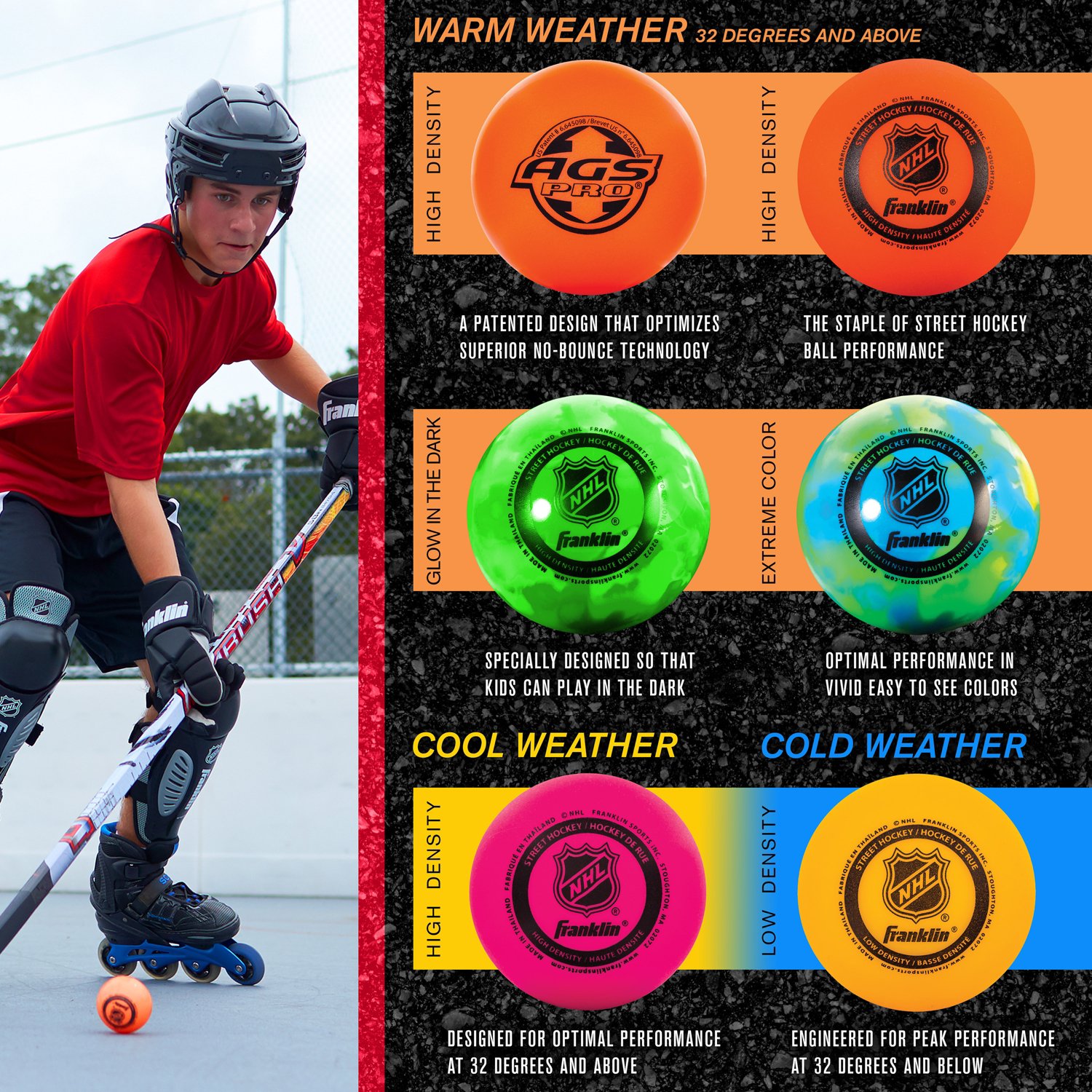 Franklin Extreme Color High-Density Street Hockey Balls 15-Pack                                                                  - view number 4