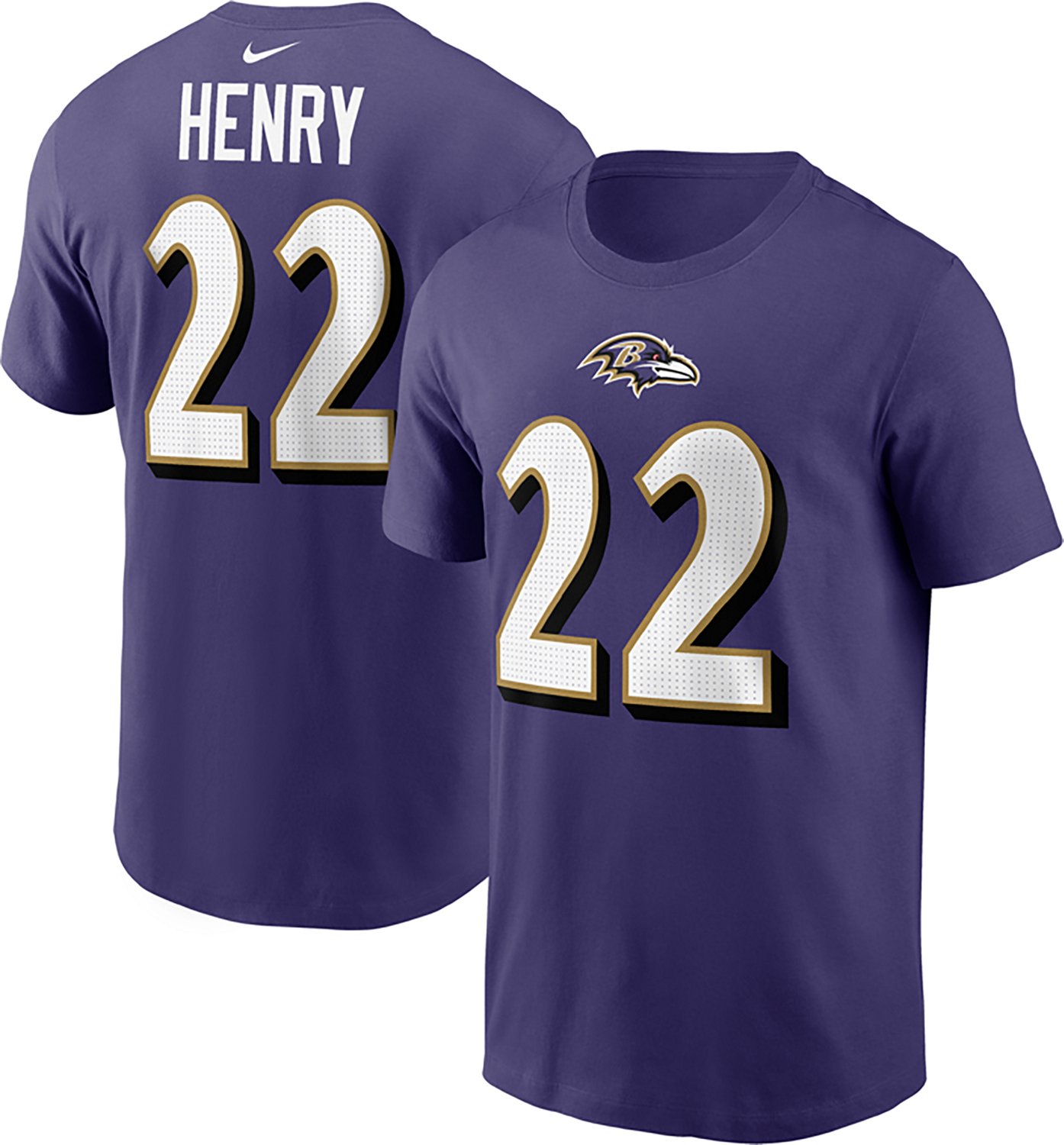 Nike Men's Ravens Derrick Henry Inline Player Name & Number T-shirt - view number 3