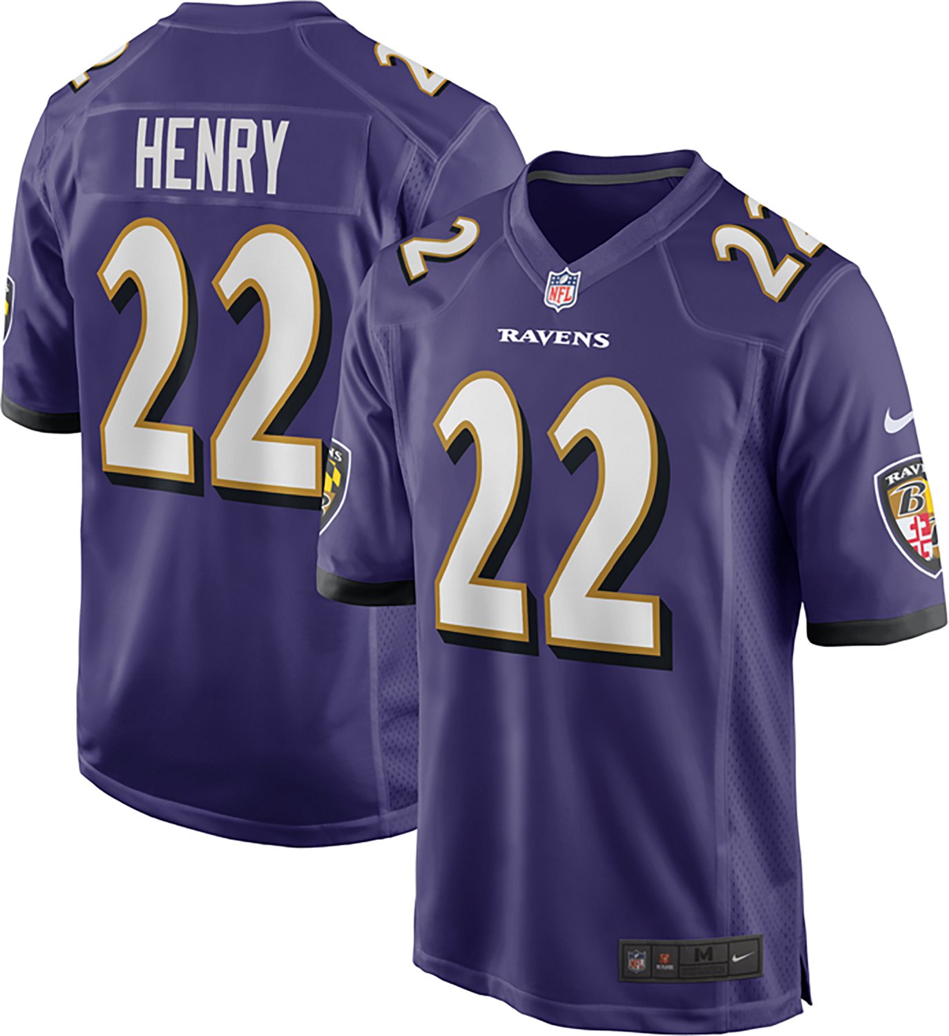 Nike Men's Ravens Derrick Henry #22 Name & Number Home Game Jersey - view number 3