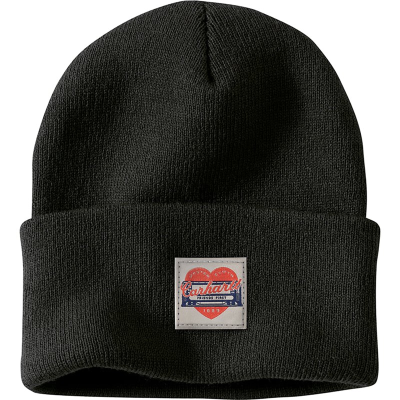 Carhartt Heart Patch Knit Beanie for Ladies - Black