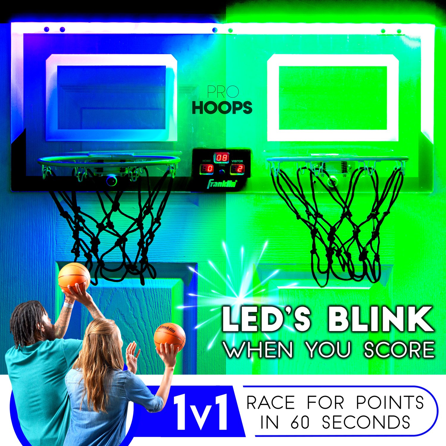 Franklin Dual Shot Pro Hoops LED Over-the-Door 2-Player Basketball Set - view number 5