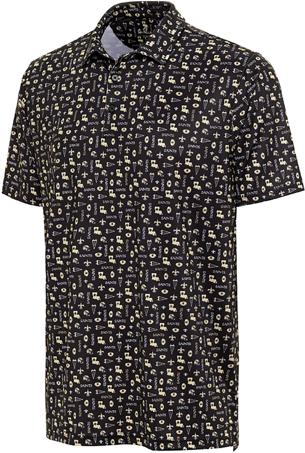 Antigua Men's New Orleans Saints Lateral Short Sleeve Polo
