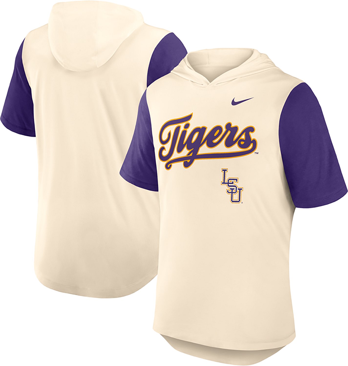 Nike Purple LSU Tigers Baseball Script Tri-Blend Performance Hoodie T-Shirt - view number 3