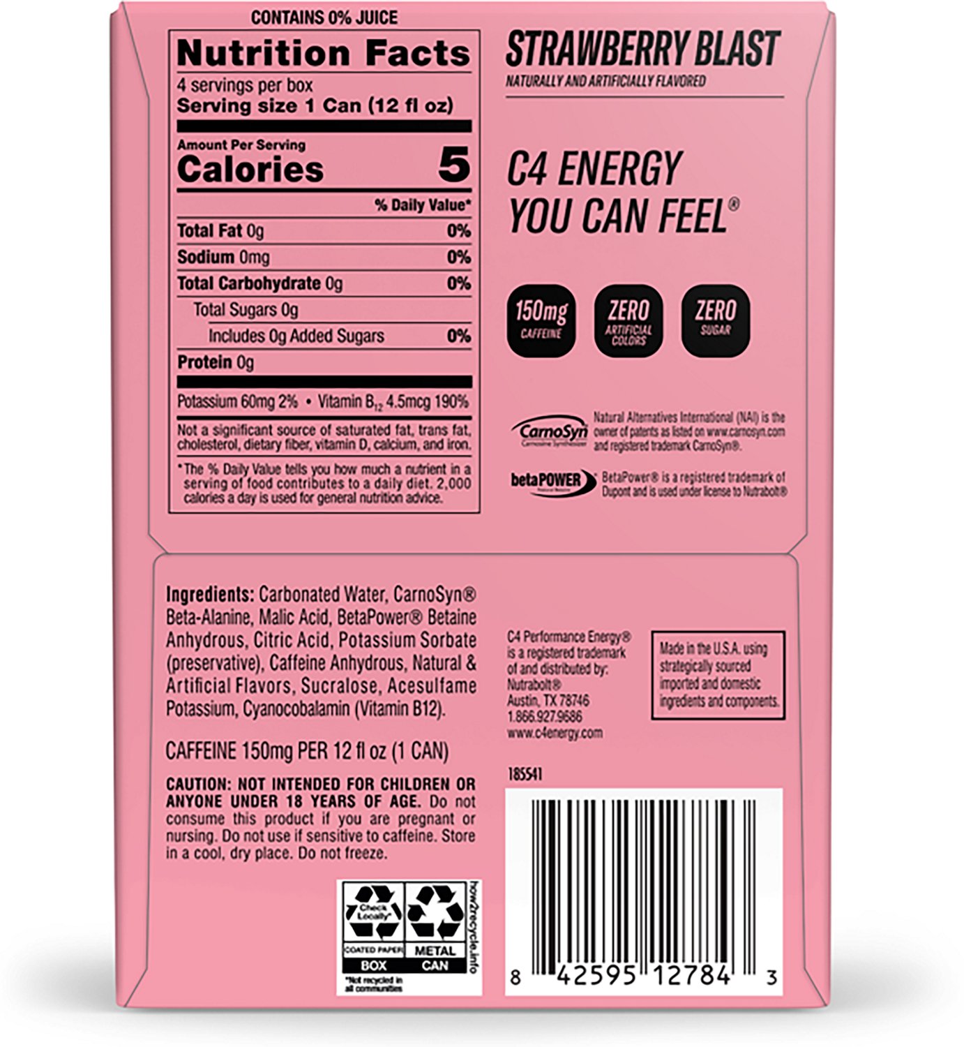 C4 Performance Energy Carbonated 12 oz Cherry Popsicle Energy Drinks 4-Pack                                                      - view number 2