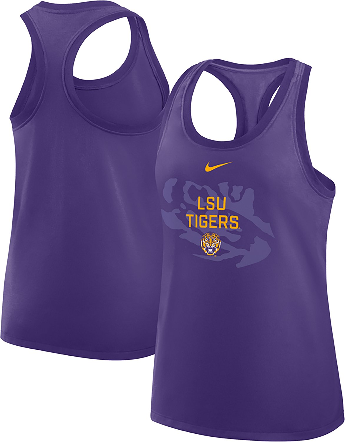 Nike Women's LSU Team Over Primary Logo Racerback Tank Top - view number 3