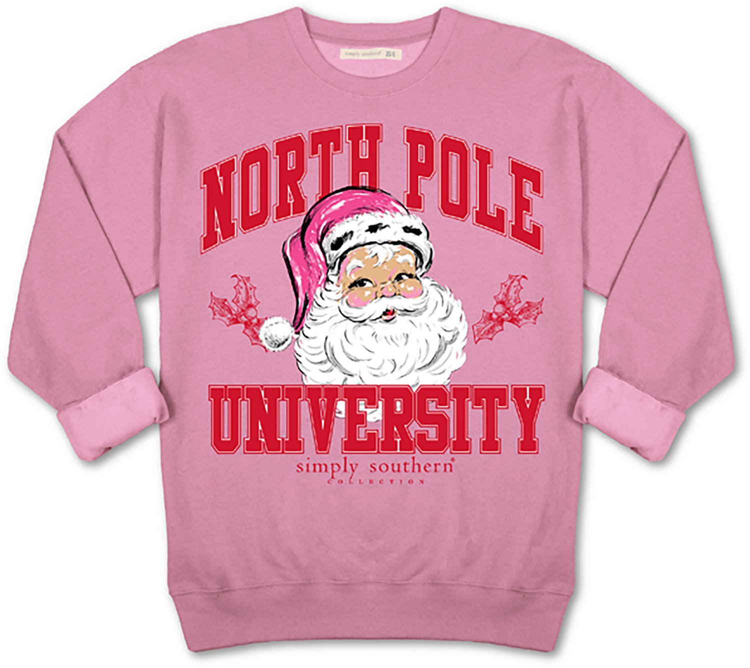 Simply Southern Girls' Santa Bubblegum Crewneck Sweater - view number 2