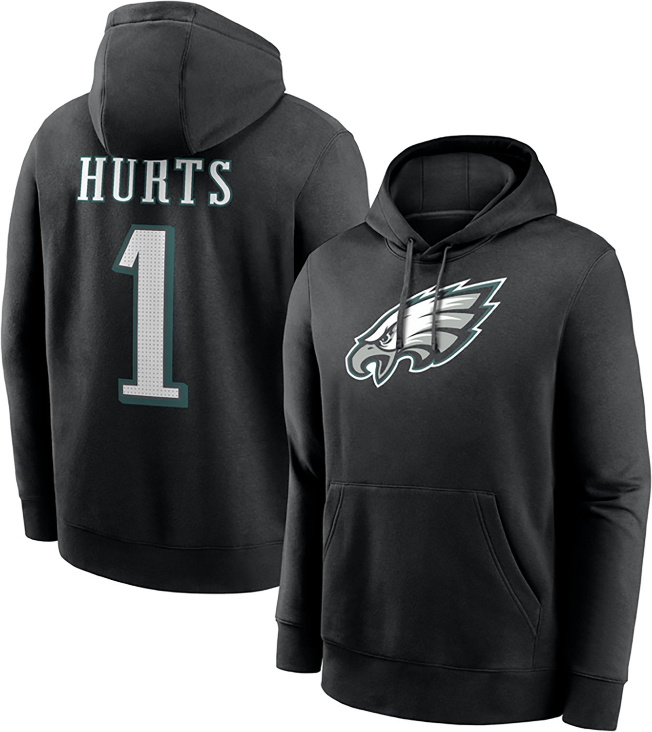 Nike Men's Philadelphia Eagles Jalen Hurts #1 Name & Number Club Hoodie - view number 3