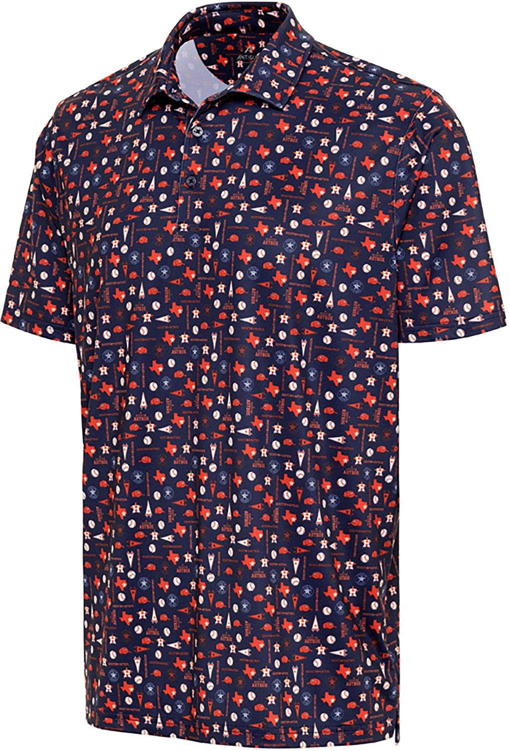 Antigua Men's Houston Astros Lateral Short Sleeve Polo