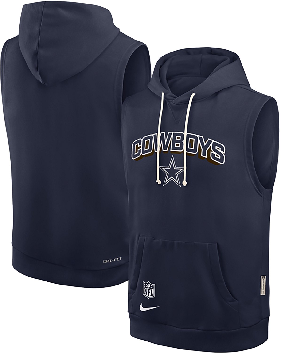 Nike Men's Dallas Cowboys Dri-FIT Sleeveless Fleece Hoodie - view number 3