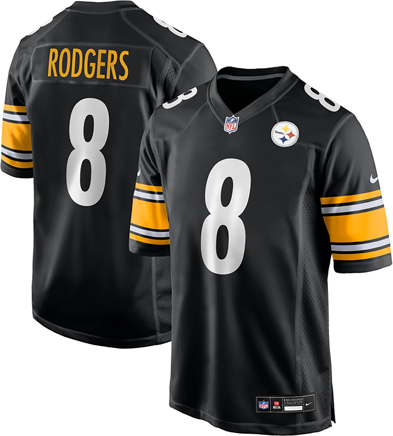Nike Men's Pittsburgh Steelers Aaron Rodgers #8 Game Home Name & Number Jersey - view number 3