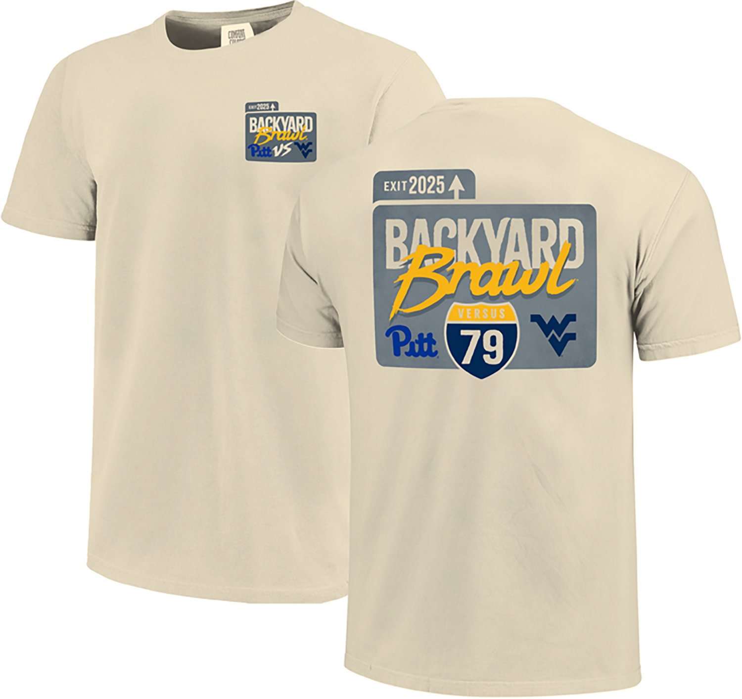 Image One Men's West Virginia Mountaineers Highway Journey to Brawl Comfort Colors Short Sleeve T-shirt - view number 3