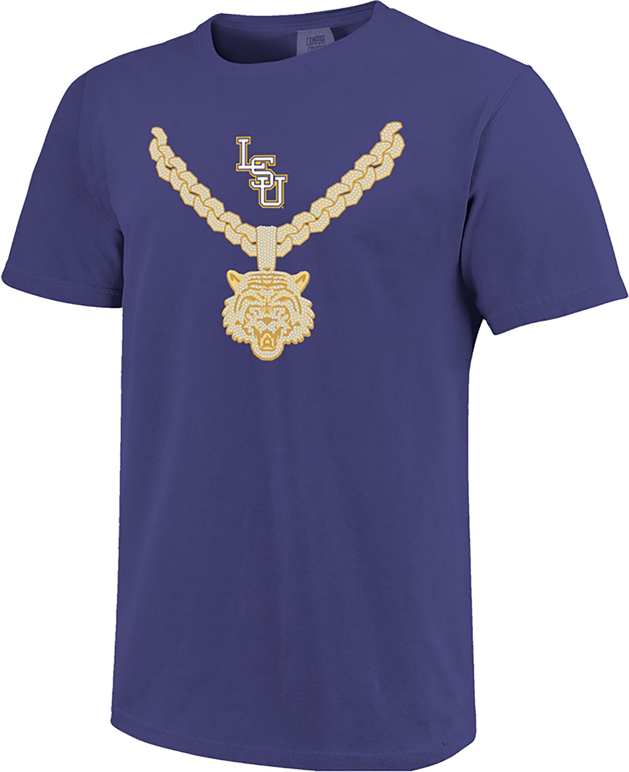 Image One Men's LSU Tigers Studded Stadium Greatness Comfort Colors Short Sleeve T-shirt - view number 2