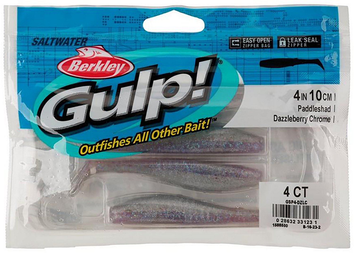 Berkley Gulp! 3 in Saltwater Paddleshad Soft Baits 4-Pack