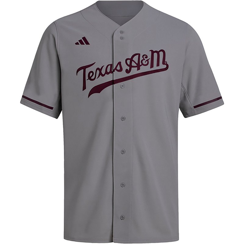 adidas Men's Texas A&M Aggies Team Mid Grey Replica Baseball Jersey, XXL, Gray