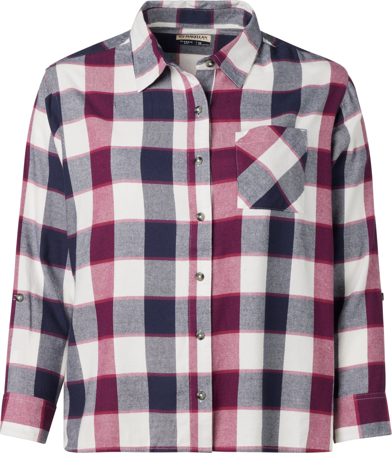 Magellan Outdoors Women's Willow Creek Plaid Plus Size Long Sleeve T-shirt