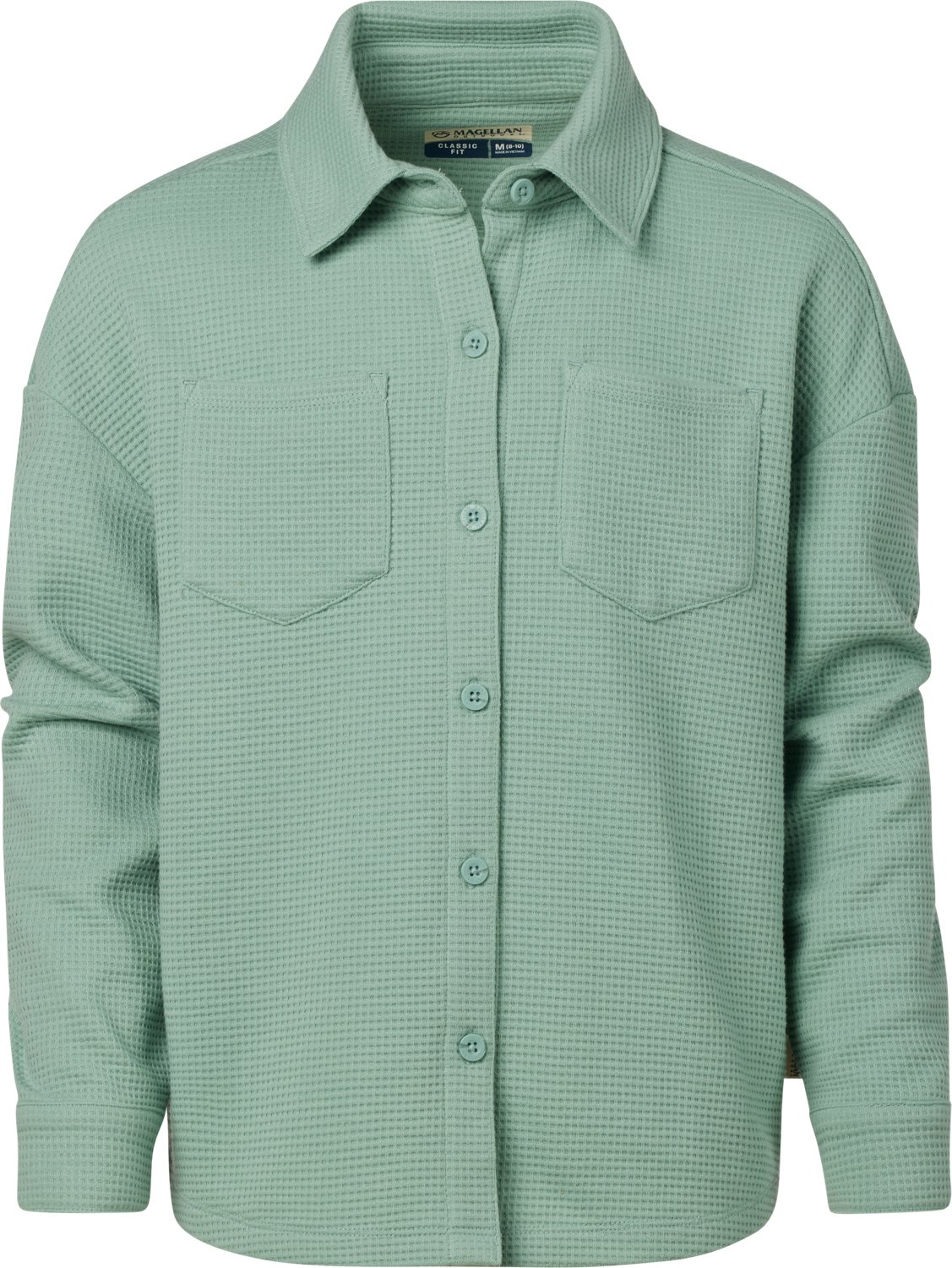 Magellan Outdoors Girls' Campfire Waffle Long Sleeve Button Down Shirt - view number 3