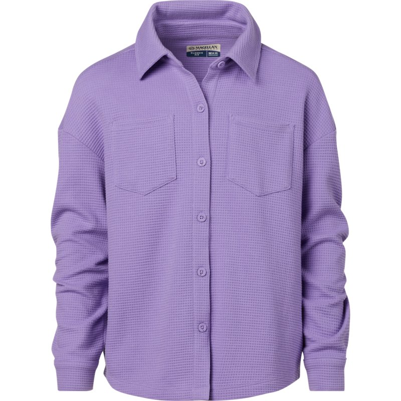 Magellan Outdoors Girls' Campfire Waffle Long Sleeve Button Down Shirt-image