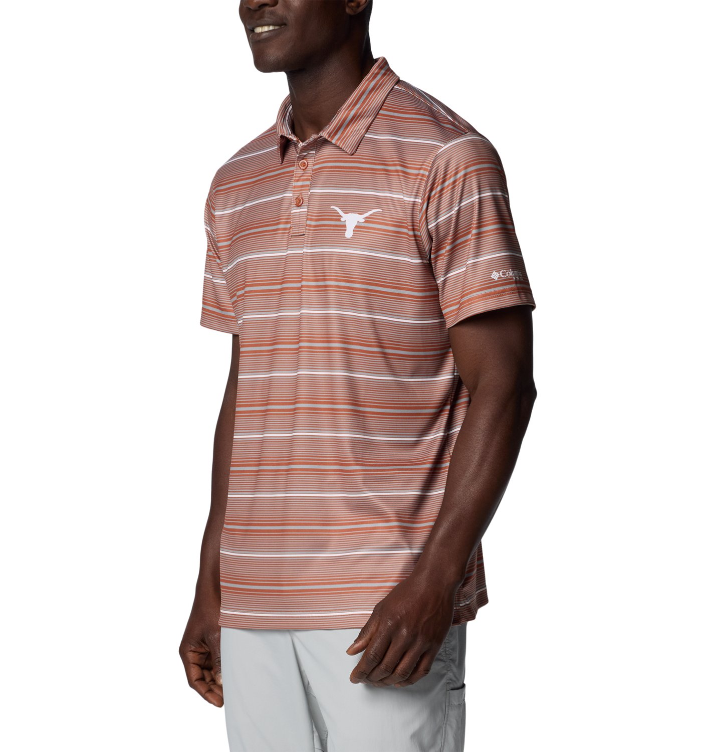 Columbia Texas Texas Longhorns PFG Super Terminal Tackle Omni-Shade Stripe Polo - view number 2