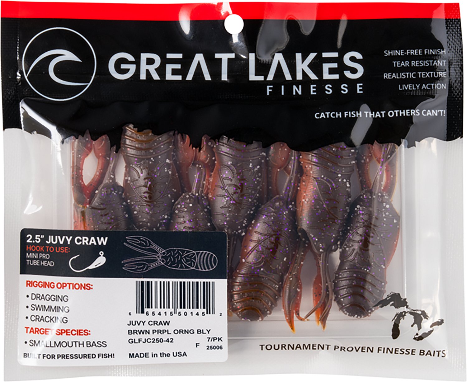 Great Lakes Finesse 2-1/2 in Juvy Craw Tube 7-Pack - view number 4
